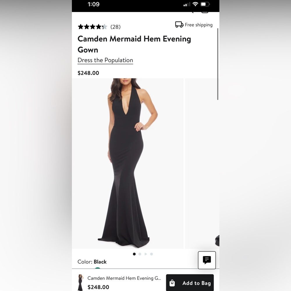 Dress the Population Camden mermaid hem evening gown M